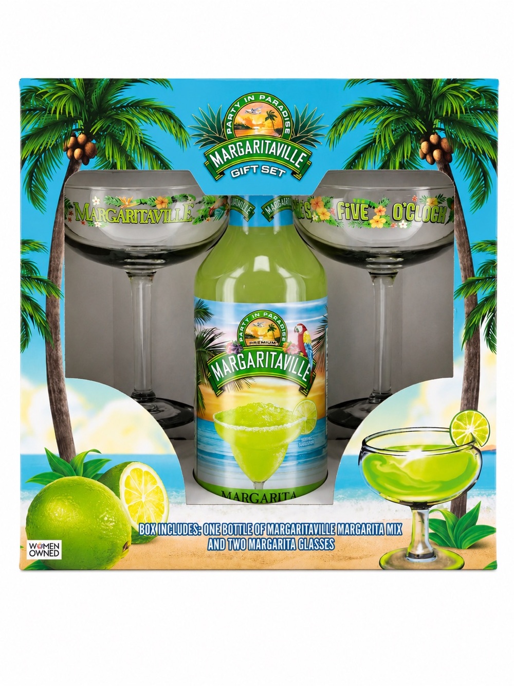 Margaritaville 2 Margarita Glass Gift Set, 33.8 oz. 3 Piece, Count per Pack 1